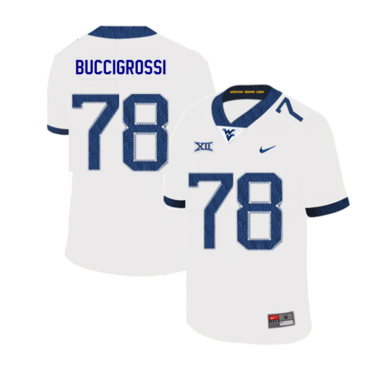 NCAA Men's Jacob Buccigrossi West Virginia Mountaineers White #78 Nike Stitched Football College 2019 Authentic Jersey MD23J11VR